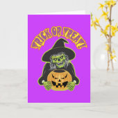 Halloween Heks Schedel Kaart (Gele Bloem)