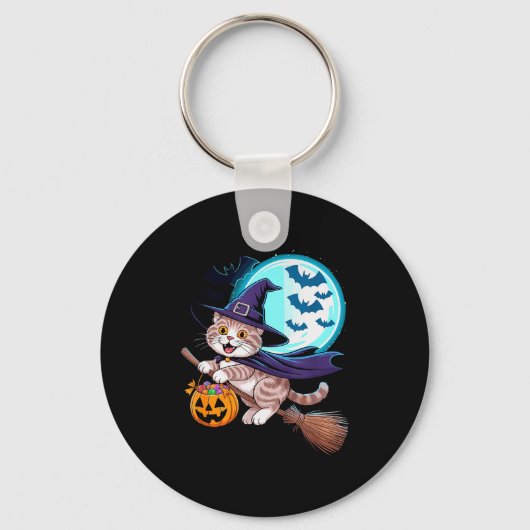 Halloween Heks Schotse Fold Maan Coupari Sleutelhanger (Voorkant)
