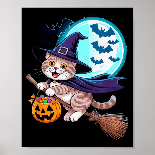 Halloween Heks Schotse Vouw Maan Coupari Poster (Voorkant)