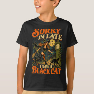 Halloween heks sorry ik zag een kat grappige hallo t-shirt