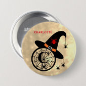 Halloween Heks Spin Monogram C Aangepaste Naam Ronde Button 7,6 Cm (Voorkant /achterkant)