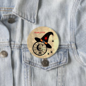 Halloween Heks Spin Monogram C Aangepaste Naam Ronde Button 7,6 Cm (In situ)