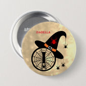 Halloween Heks Spin Monogram I Aangepaste Naam Ronde Button 7,6 Cm (Voorkant /achterkant)