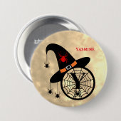 Halloween Heks Spin Monogram Y Aangepaste Naam Ronde Button 7,6 Cm (Voorkant /achterkant)