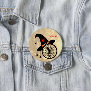 Halloween Heks Spin Monogram Y Aangepaste Naam Ronde Button 7,6 Cm