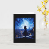 Halloween Heks Sterrennacht Van Gogh Esthetische P Kaart (Gele Bloem)