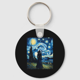 Halloween Heks Sterrennacht Van Gogh Esthetische P Sleutelhanger