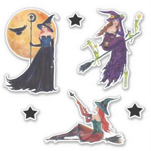 Halloween heks stickers fogs sterren Renee Lavoie (Voorkant)