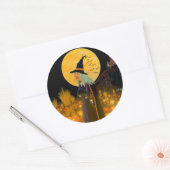 Halloween heks stickers, heks en Jack-O-Lanterns Ronde Sticker (Envelop)