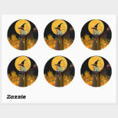 Halloween heks stickers, heks en Jack-O-Lanterns Ronde Sticker (Vel)
