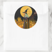 Halloween heks stickers, heks en Jack-O-Lanterns Ronde Sticker (Tas)