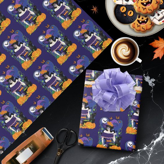 Halloween Heks Sugar Skull Cadeaupapier