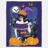 Halloween Heks Sugar Skull Fleece Deken (Voorkant)