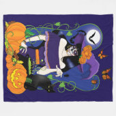 Halloween Heks Sugar Skull Fleece Deken (Voorkant (Horizontaal))