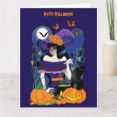 Halloween Heks Sugar Skull Kaart (Voorkant)