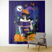 Halloween Heks Sugar Skull Wandkleed (In situ)