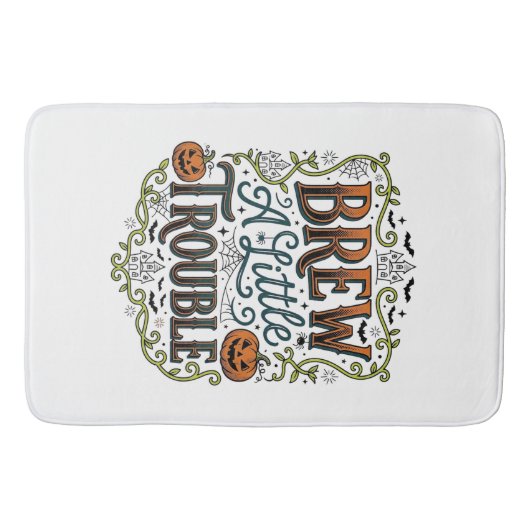 Halloween Heks Typografie Brouw Een Beetje Problem Badmat (Voorkant)