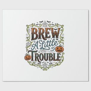 Halloween Heks Typografie Brouw Een Beetje Problem Cadeaupapier