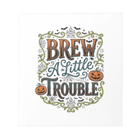 Halloween Heks Typografie Brouw Een Beetje Problem Notitieblok (Voorkant)