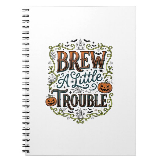Halloween Heks Typografie Brouw Een Beetje Problem Notitieboek (Voorkant)