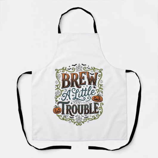Halloween Heks Typografie Brouw Een Beetje Problem Schort (Voorkant)