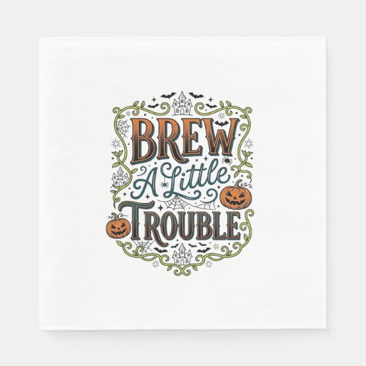 Halloween Heks Typografie Brouw Een Beetje Problem Servet (Voorkant)