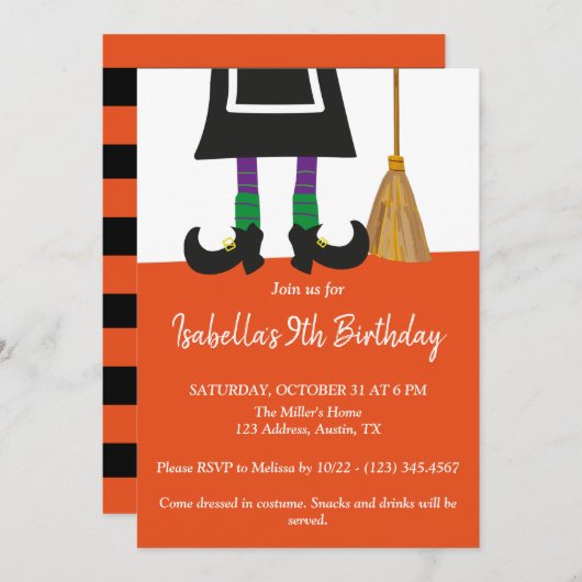 Halloween Heks Verjaardagsfeest Kaart (Voorkant / Achterkant)