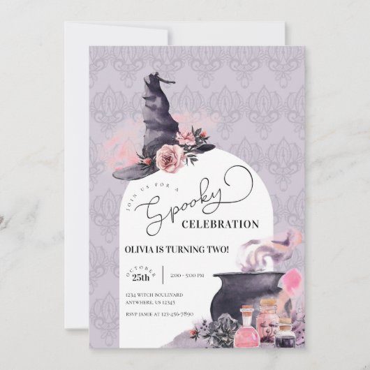 Halloween Heks Verjaardagsfeest Uitnodiging (Voorkant)