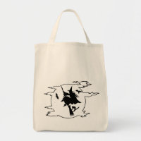 Halloween heks vliegende broomstick met kat en bat