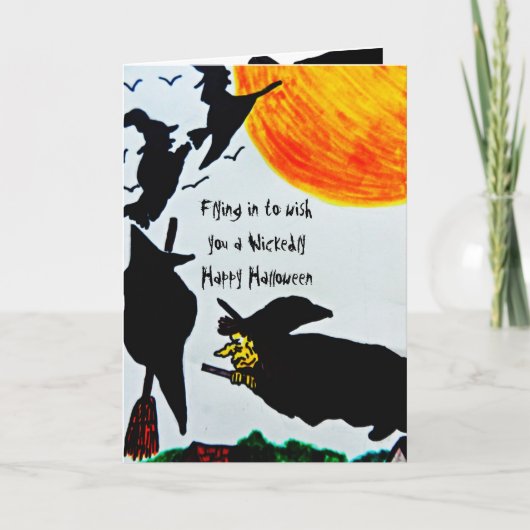 HALLOWEEN HEKS VLIEGT NIET VAN HET HANDVAT KAART (Voorkant)