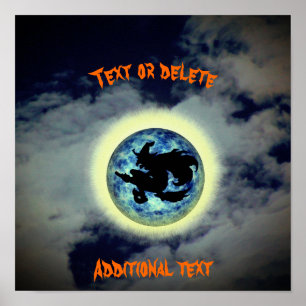 Halloween Heks Volle Maan Gepersonaliseerd Poster