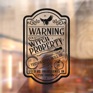 Halloween heks waarschuwingsbord Raamsticker