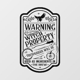  Halloween heks waarschuwingsbord Raamsticker