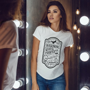 Halloween heks waarschuwingsbord T-shirt