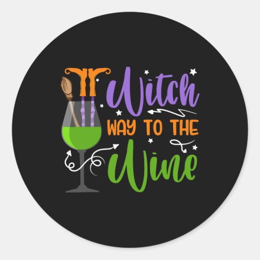 Halloween heks way to the Wine Costume Ronde Sticker (Voorkant)