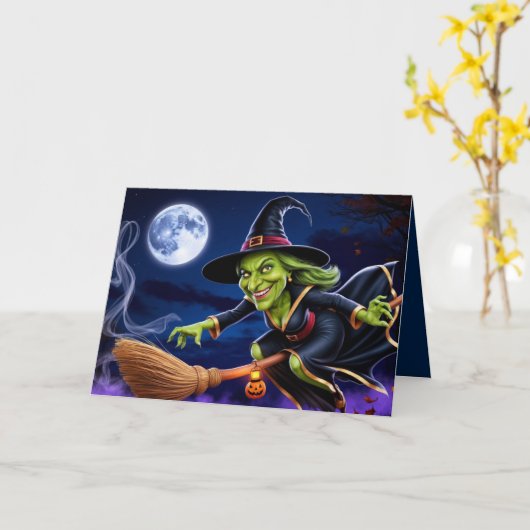 Halloween/Heks Wenskaart Kaart (Gele Bloem)
