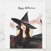 Halloween, heks wijn etiket (Enkel label)