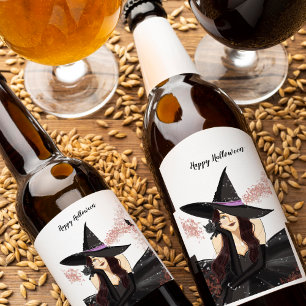 Halloween, heks wijn etiket