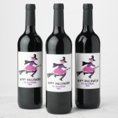 Halloween Heks Wijnfeest Wijn Etiket (Flessen)