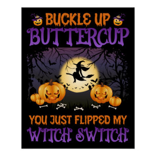 Halloween Heks Wissel Riem Vast Butterbloem Perfect Poster