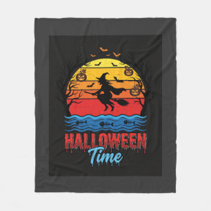 Halloween Heks Zonsondergang Vector Fleece Deken