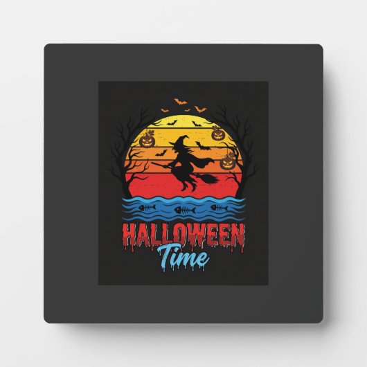 Halloween Heks Zonsondergang Vector Fotoplaat (Voorkant)