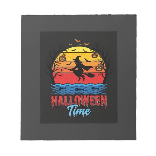Halloween Heks Zonsondergang Vector Notitieblok (Voorkant)