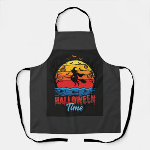 Halloween Heks Zonsondergang Vector Schort
