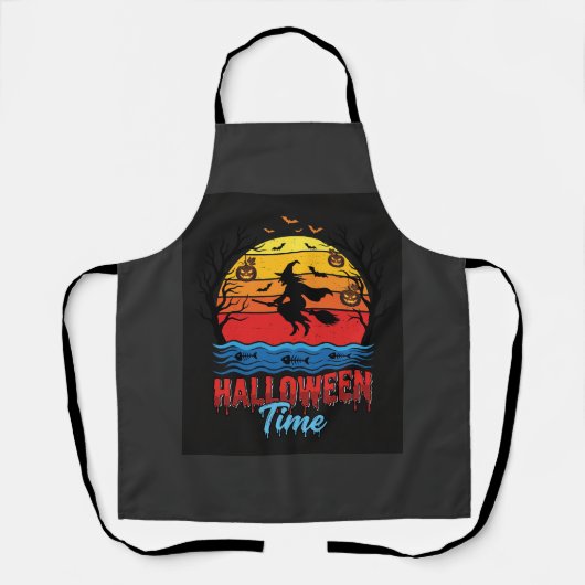 Halloween Heks Zonsondergang Vector Schort (Voorkant)