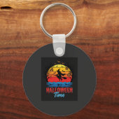 Halloween Heks Zonsondergang Vector Sleutelhanger (Voorkant)