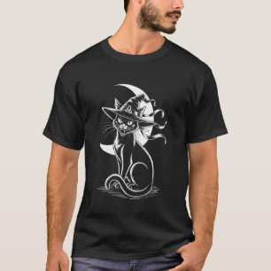 Halloween Heks Zwart Kat T-shirt
