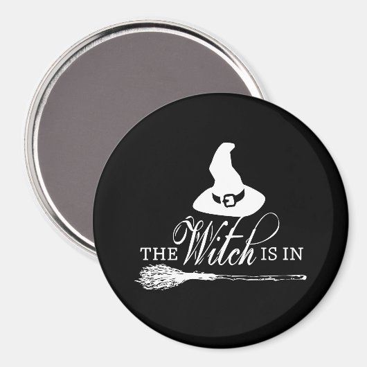 Halloween Heks Zwart-wit Magneet (Voorkant / Achterkant)