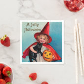 Halloween heks zwarte kat kind servet (Insitu)