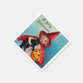 Halloween heks zwarte kat kind servet (Hoek)